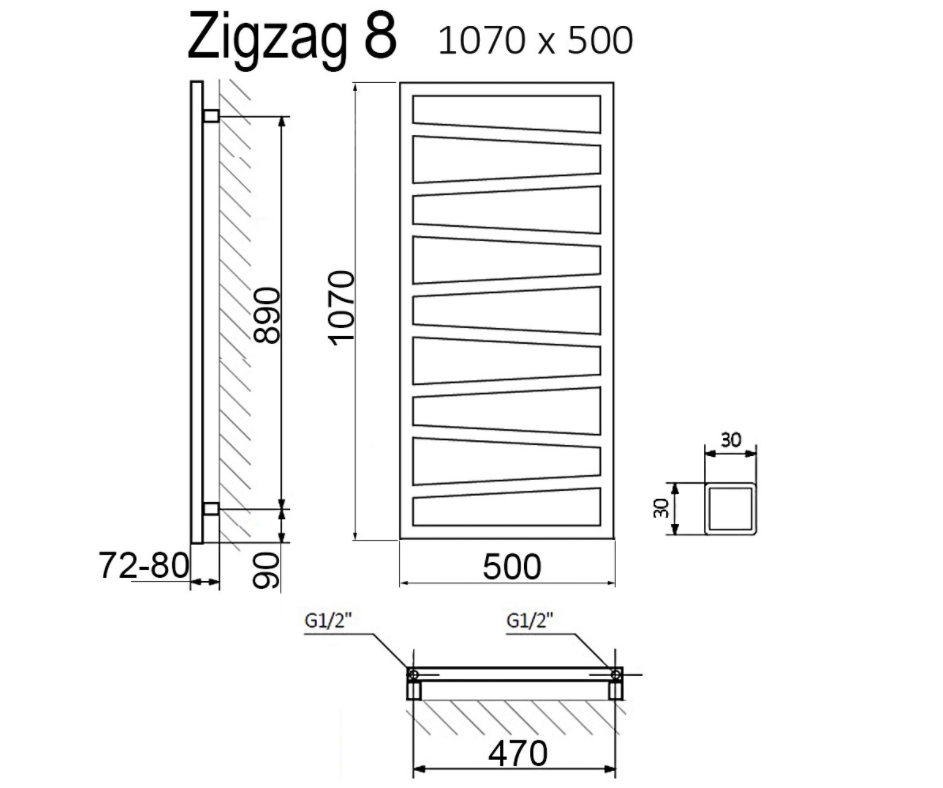 Полотенцесушитель электрический Приоритет Quadro Zigzag 107x40 белый