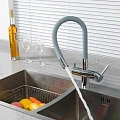 Смеситель для кухни со встроенным фильтром под питьевую воду Gappo G4398-30 серый-хром