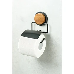 Держатель туалетной бумаги Fixsen Magic Wood FX-46010 с крышкой, черный матовый