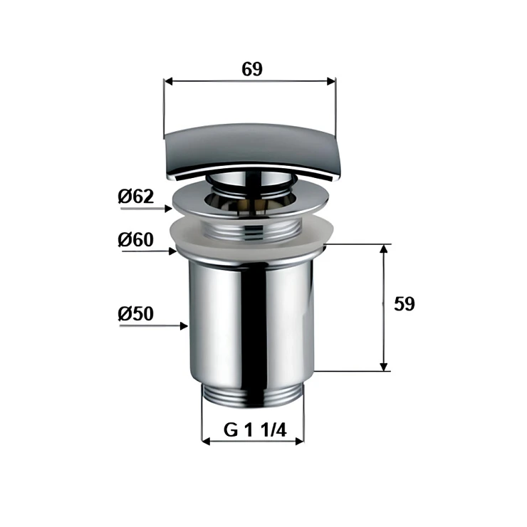 Донный клапан для раковины Remer RR 904 SСС квадрат