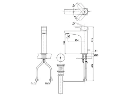 Смеситель для раковины со сливным клапаном TOTO GE TLG07303R, хром