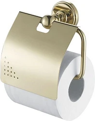 Держатель туалетной бумаги Aquanet 4686 с крышкой, золотой глянцевый