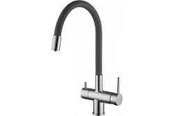 Смеситель для кухни со встроенным фильтром под питьевую воду Gappo G4398-30 серый-хром