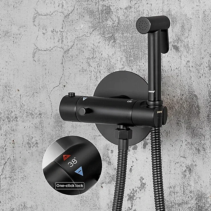 Гигиенический душ Gappo G7290-6 со смесителем, черный матовый