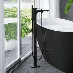 Смеситель напольный для ванны с душем Excellent Keria Black AREX.2055BL черный матовый