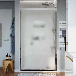 Душевая дверь в нишу STWORKI Стокгольм 90см 3GW231TTKK000 профиль хром глянец, стекло матовое