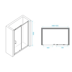 Душевая дверь в нишу RGW Passage PA-14B 148-152см 41081415-14 профиль черный, стекло прозрачное