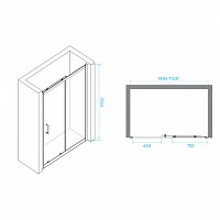 Душевая дверь в нишу RGW Passage PA-14B 148-152см 41081415-14 профиль черный, стекло прозрачное