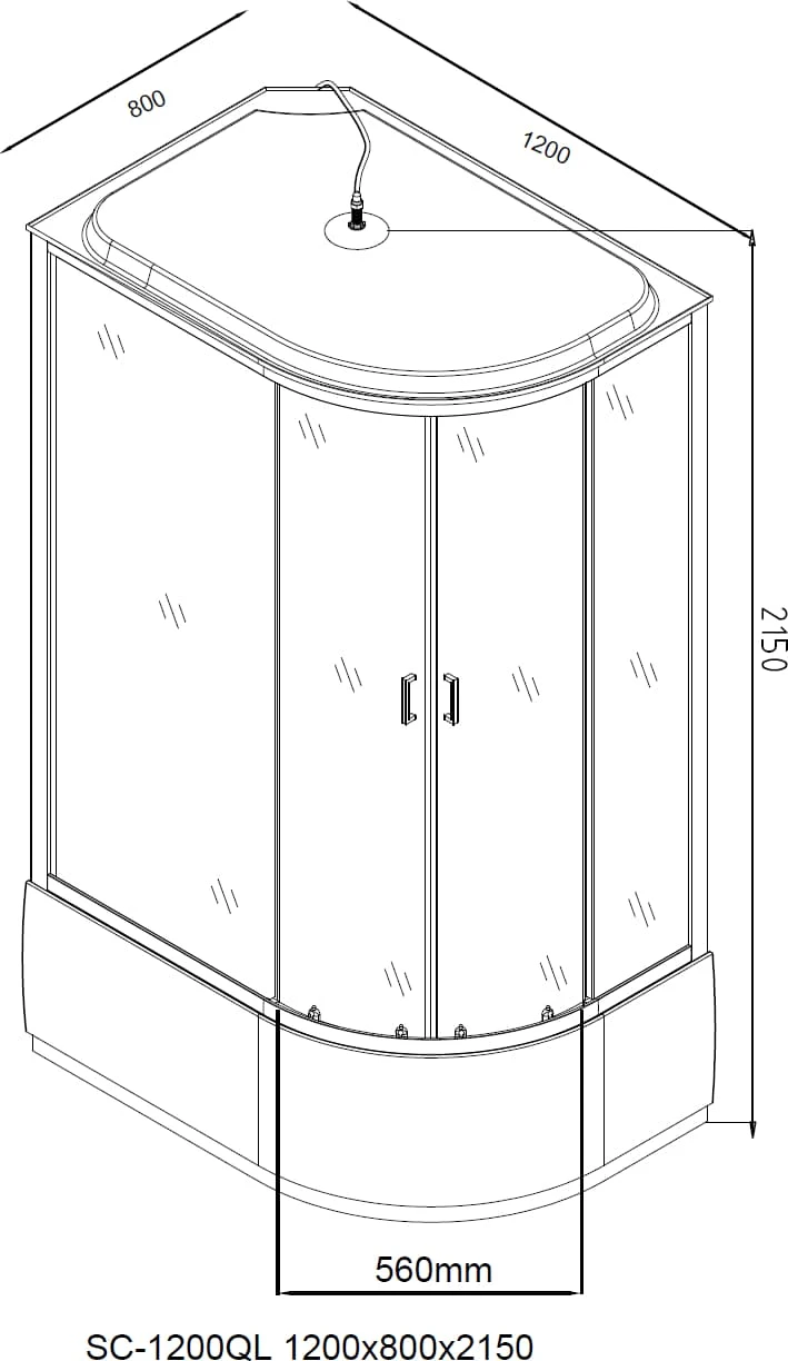 Душевая кабина Aquanet 120x80см SC-120Q-L рифленое стекло