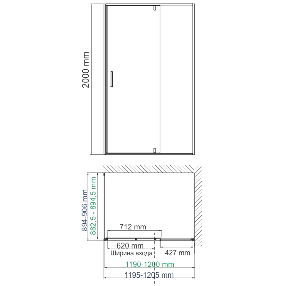 Душевой уголок Wasserkraft Neime 120x90см 19P07 профиль белый, стекло прозрачное