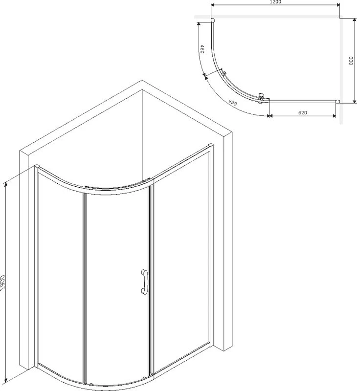 Душевой уголок AM.PM Like 120x80см W83G-302U120CT64 профиль матовый хром, стекло прозрачное