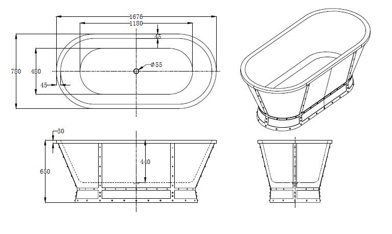 Акриловая ванна BelBagno 167,6x78x65 BB35 белая глянцевая