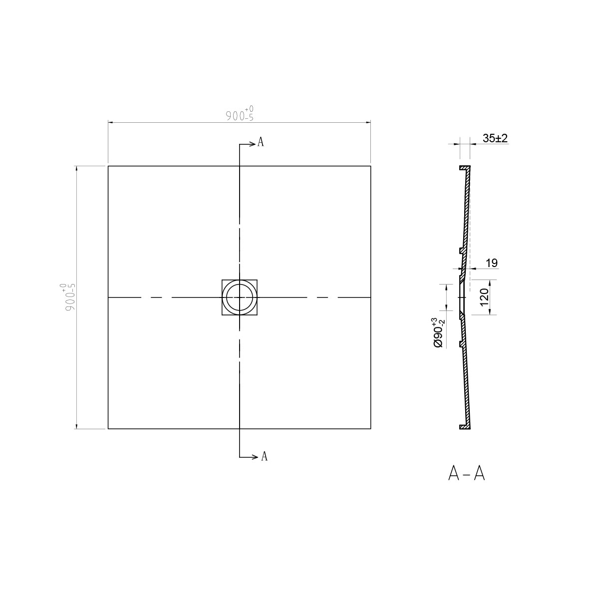 Душевой поддон Vincea 90х90см VST-2SR29090B черный