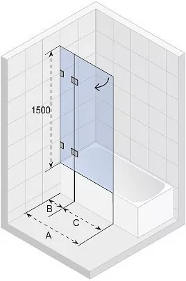 Шторка на ванну Riho VZ Scandic NXT X109V 95x150см R G001156120 профиль хром, стекло прозрачное