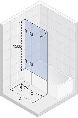 Шторка на ванну Riho VZ Scandic NXT X109V 100x150см R G001158121 профиль черный, стекло прозрачное