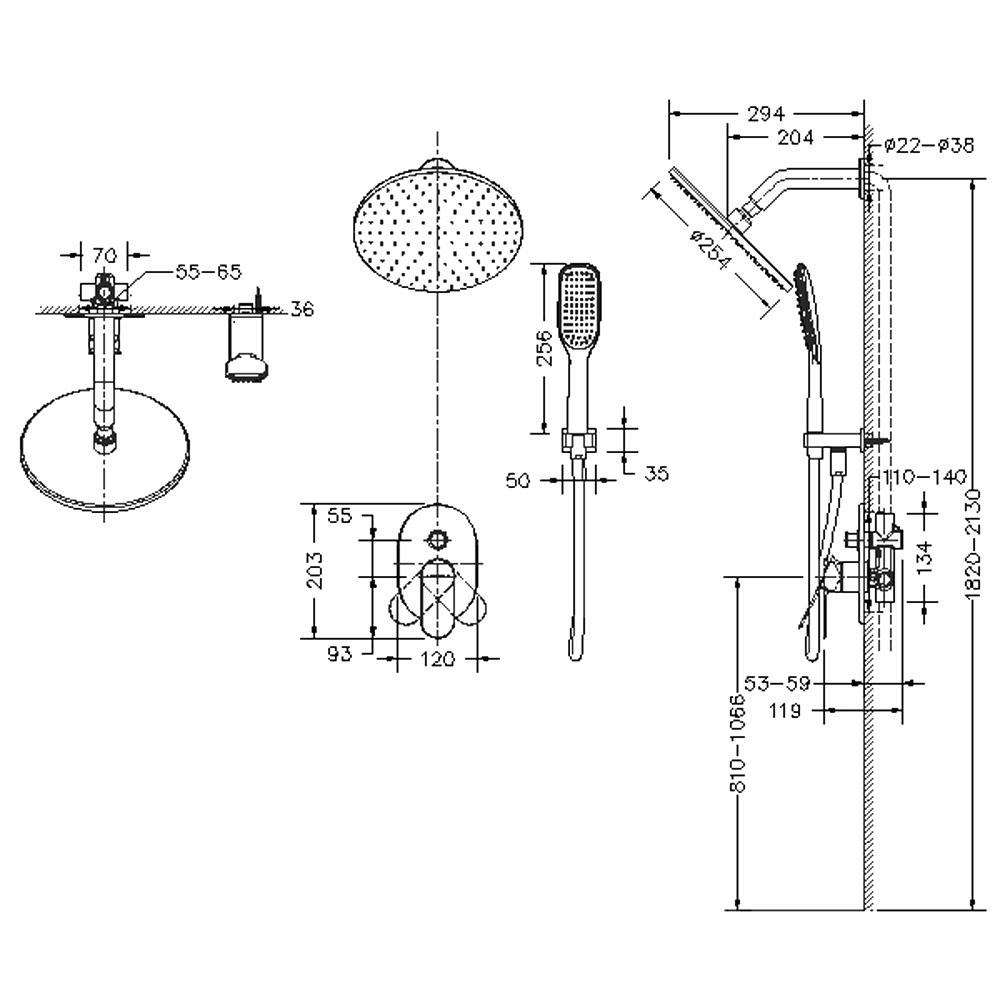 Душевой комплект Bravat Gina F865104C-A-ENG с внутренней частью, хром