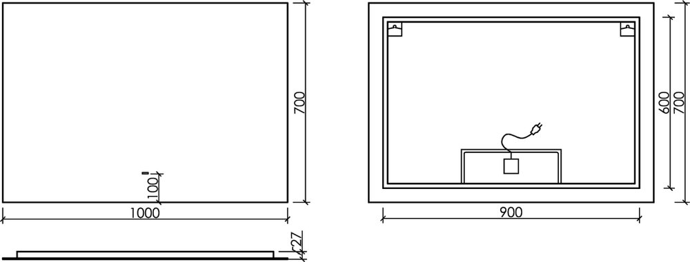 Зеркало Sancos 100х70 Square SQ1000 с подсветкой