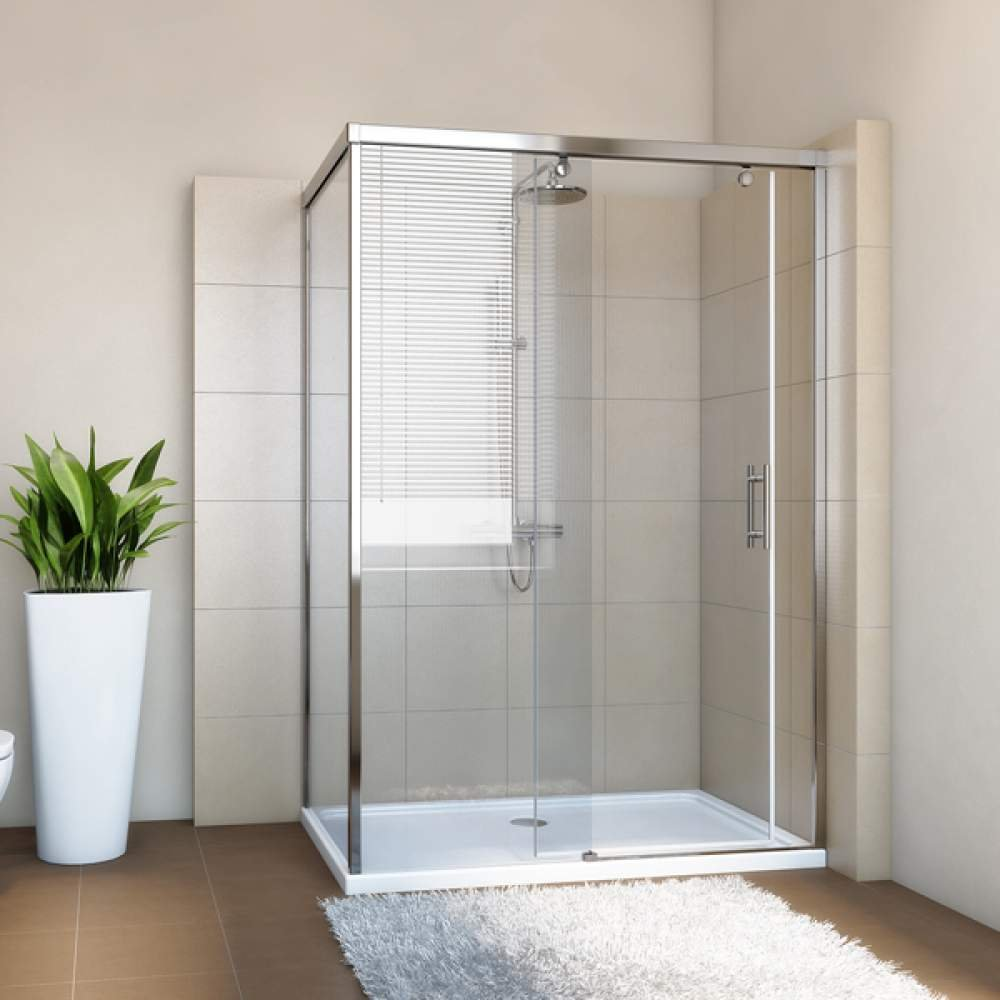 Душевой уголок GuteWetter Slide Rectan GK-863B R 150x90 см профиль сатин, стекло бесцветное