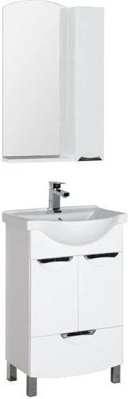 Мебель для ванной Aquanet Асти 55 белый 2 дверцы 1 ящик, зеркало шкаф/полка