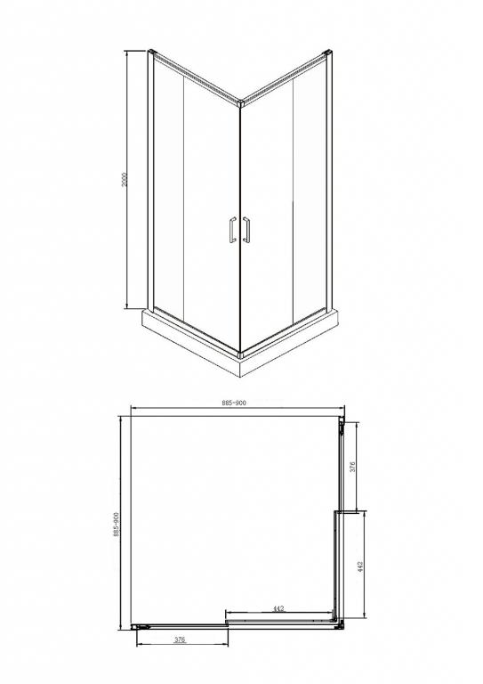 Душевой уголок Bravat Drop 90x90см BS090.2200A профиль хром, стекло прозрачное