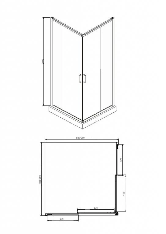 Душевой уголок Bravat Drop 90x90см BS090.2200A профиль хром, стекло прозрачное