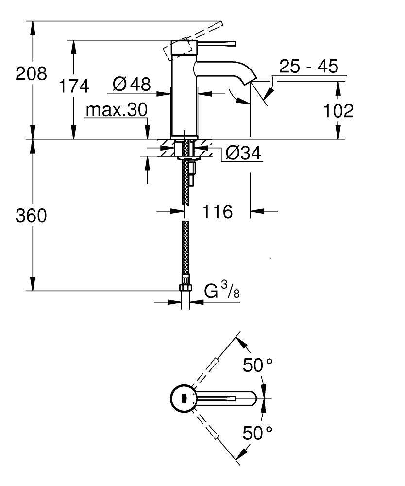 Смеситель для раковины Grohe Essence New 23590GL1 золото