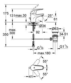 Смеситель для раковины Grohe Euroeco 23262000 хром
