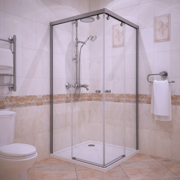 Душевой уголок GuteWetter Slide Rectan GK-864 90х80 см, черный матовый, стекло прозрачное