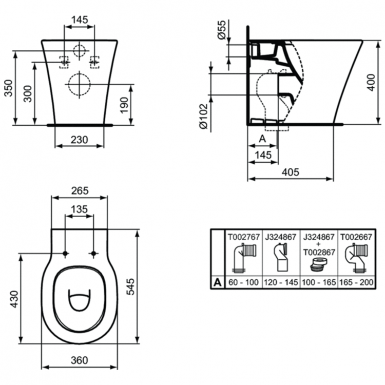 Унитаз напольный Ideal Standard Connect Air AquaBlade Е004201 белый глянец