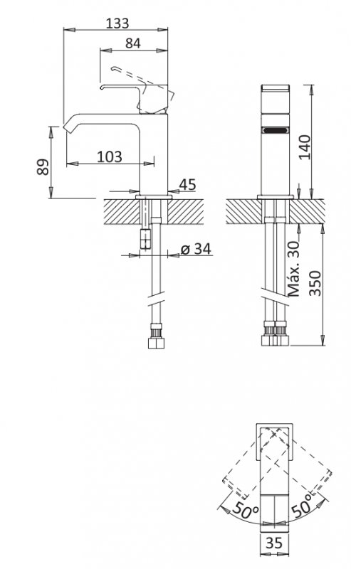 Смеситель для раковины Cezares Porta PORTA-LS1-01-W0 хром