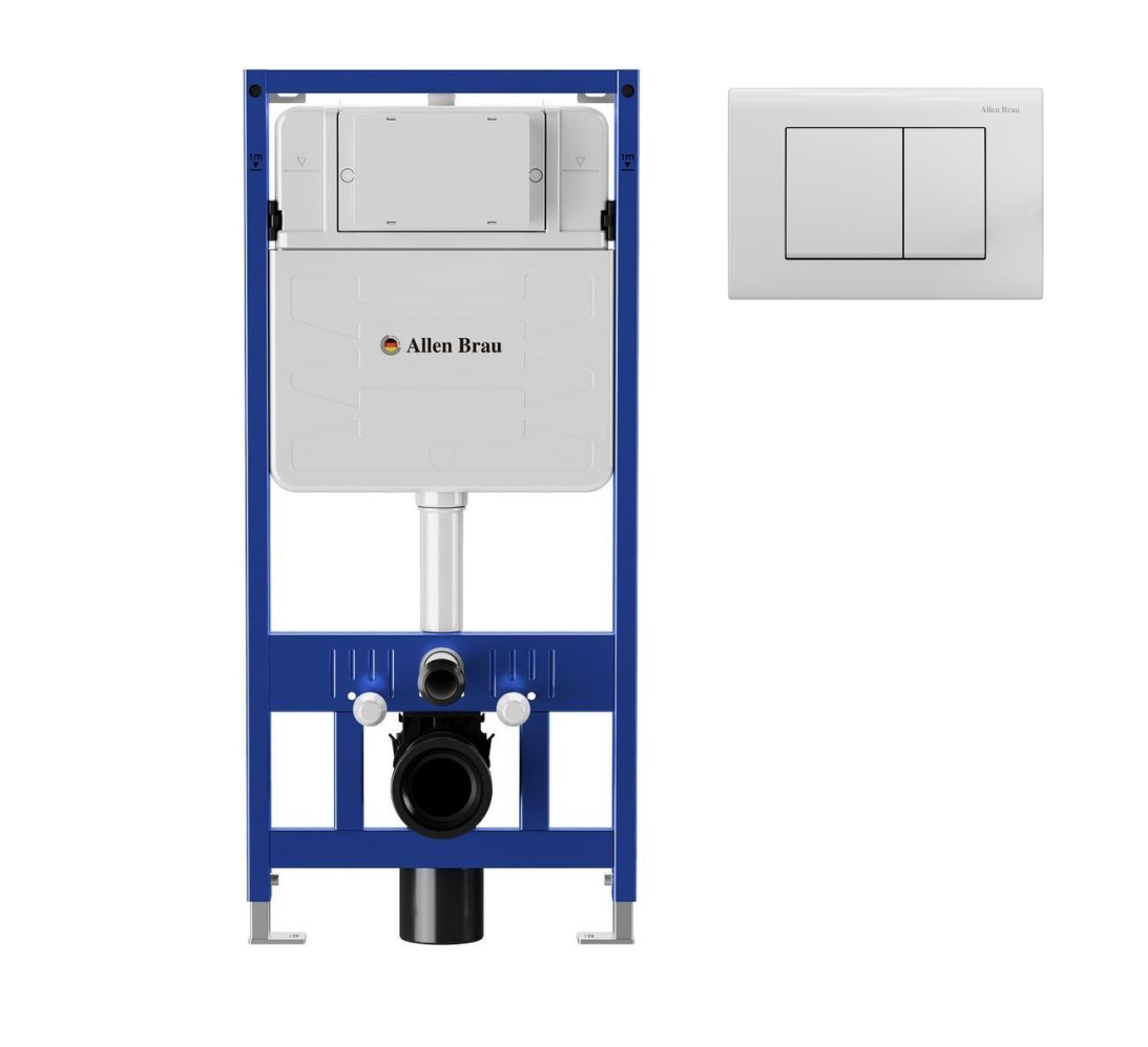 Система инсталляции для унитазов Allen Brau Pneumatic 9.11100.20 с кнопкой, белый глянец