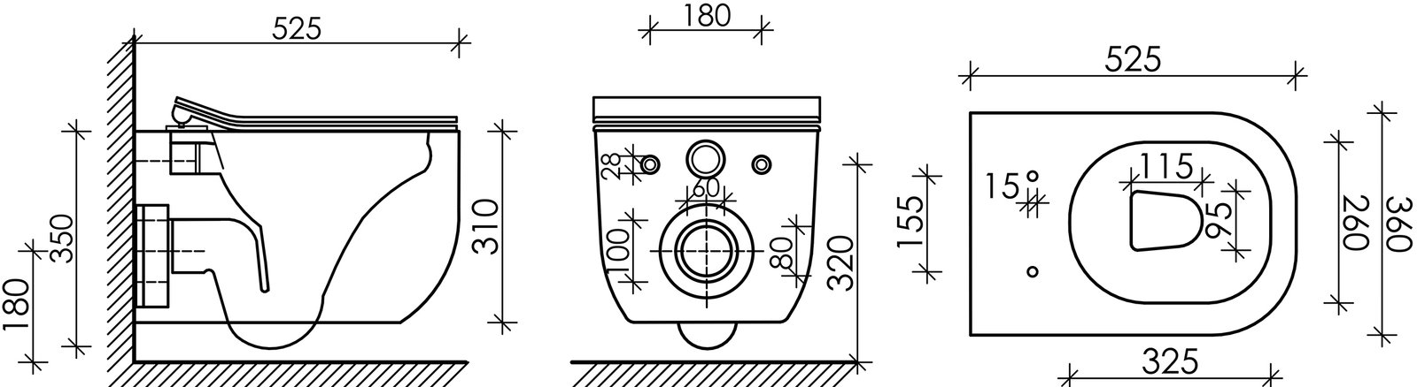 Унитаз подвесной Ceramica Nova Noel CN3013 белый глянец