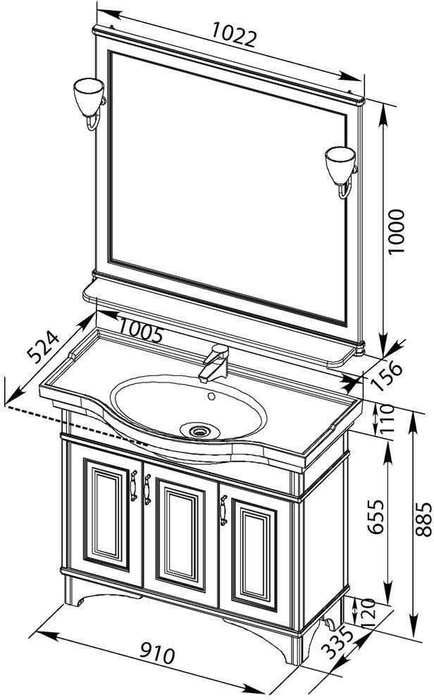 Мебель для ванной Aquanet Валенса 100 черный краколет/серебро
