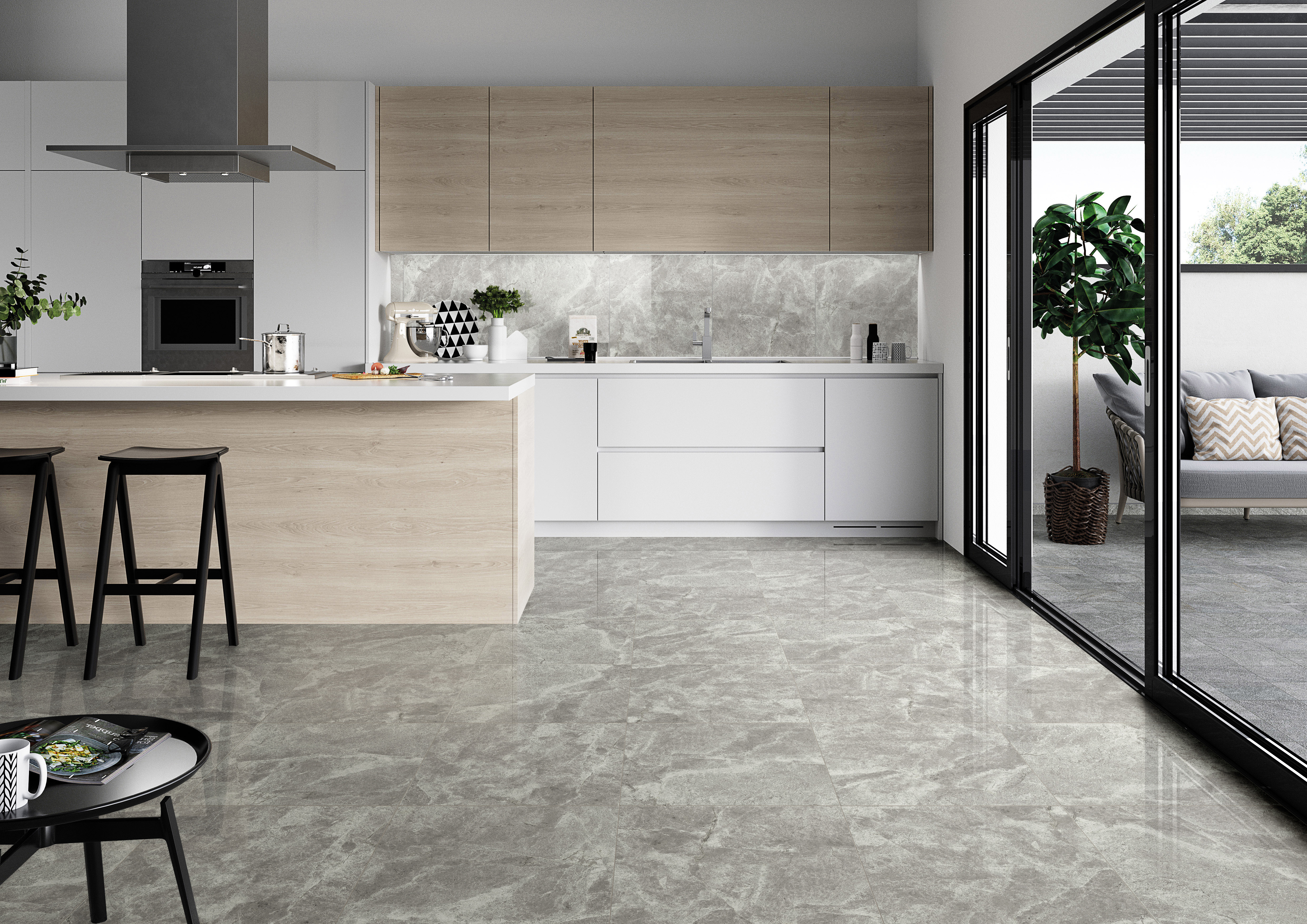 Керамогранит House 60x60 TM6604 под цемент, темно-серый матовый