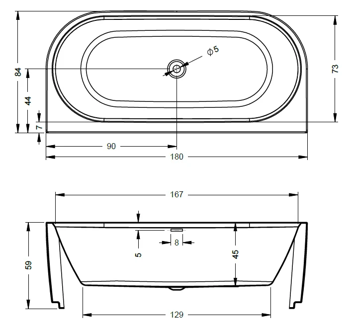 Акриловая ванна Riho Desire B2W 180x84 B089013105 белая матовая