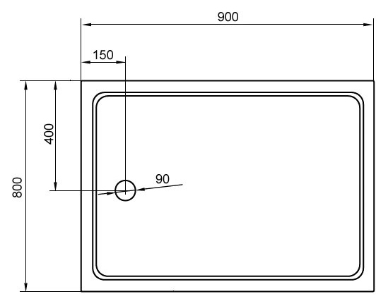 Душевой поддон Cezares 90х80см TRAY-A-AH-90/80-15-W белый