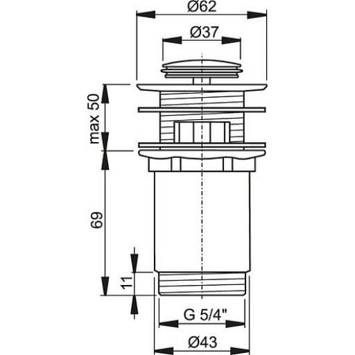 Донный клапан AlcaPlast A391 хром