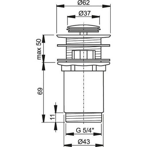 Донный клапан AlcaPlast A391 хром