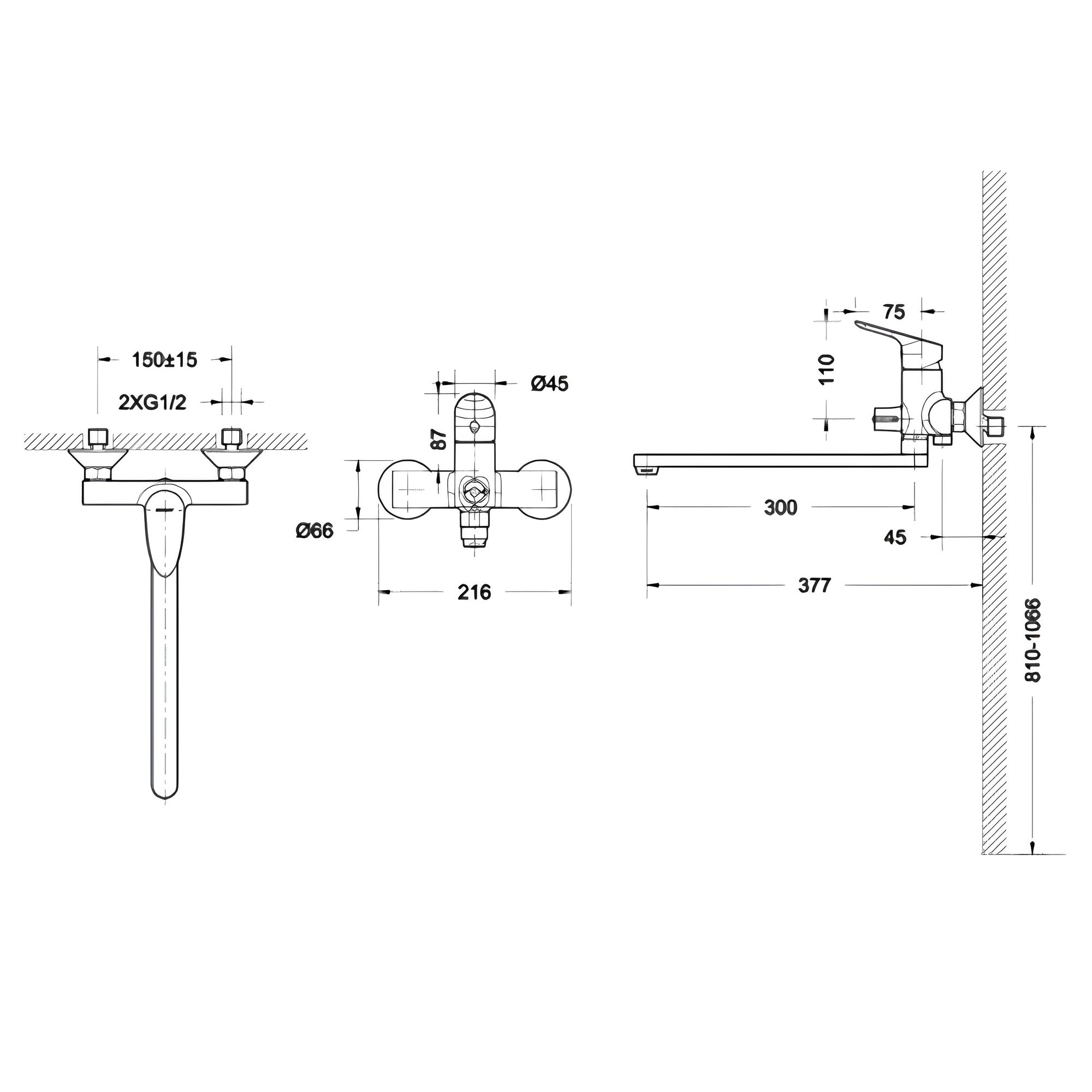 Смеситель для ванны с душем Bravat Drop F64898C-L хром