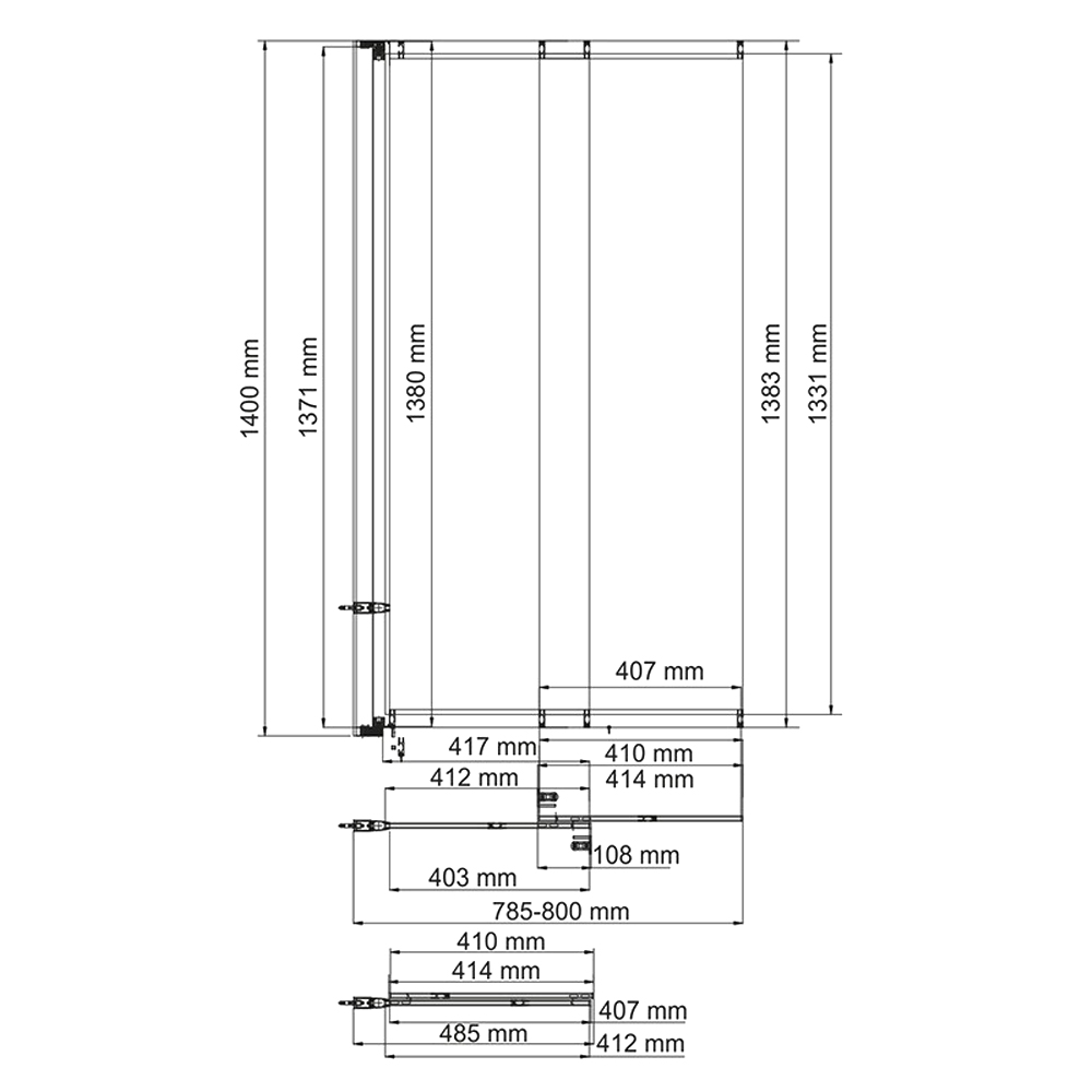 Шторка на ванну Wasserkraft Dill 80x140см 61S02-80 профиль черный, стекло прозрачное