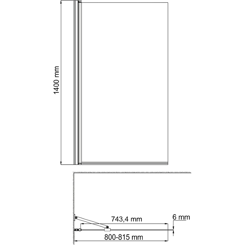 Шторка на ванну Wasserkraft Berkel 80x140см 48P01-80W профиль белый, стекло прозрачное