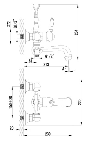 Смеситель для ванны с душем Lemark Villa LM4812B белый / бронза