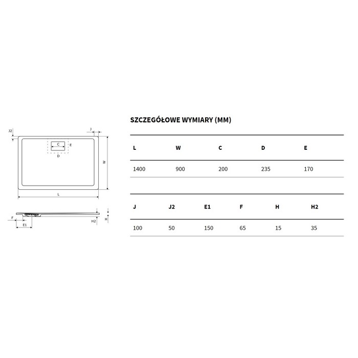 Душевой поддон Excellent Lavano 140x90см BREX.1103.140.090.CAN бежевый 