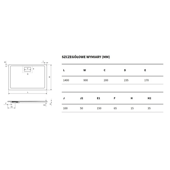 Душевой поддон Excellent Lavano 140x90см BREX.1103.140.090.CAN бежевый 