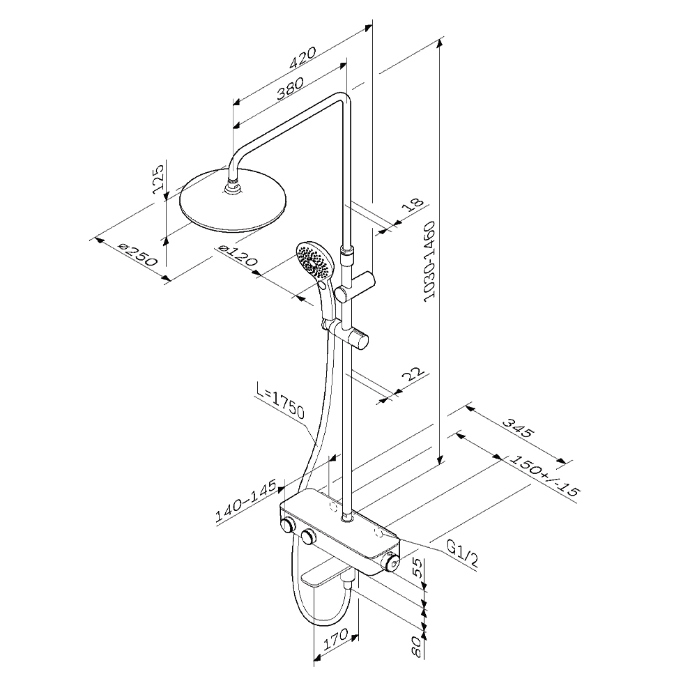 Душевая стойка AM.PM Inspire 2.0 F0750A500 хром