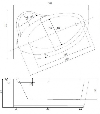 Акриловая ванна Azario LAURA 170x110 правая AV.0051170 белая глянцевая