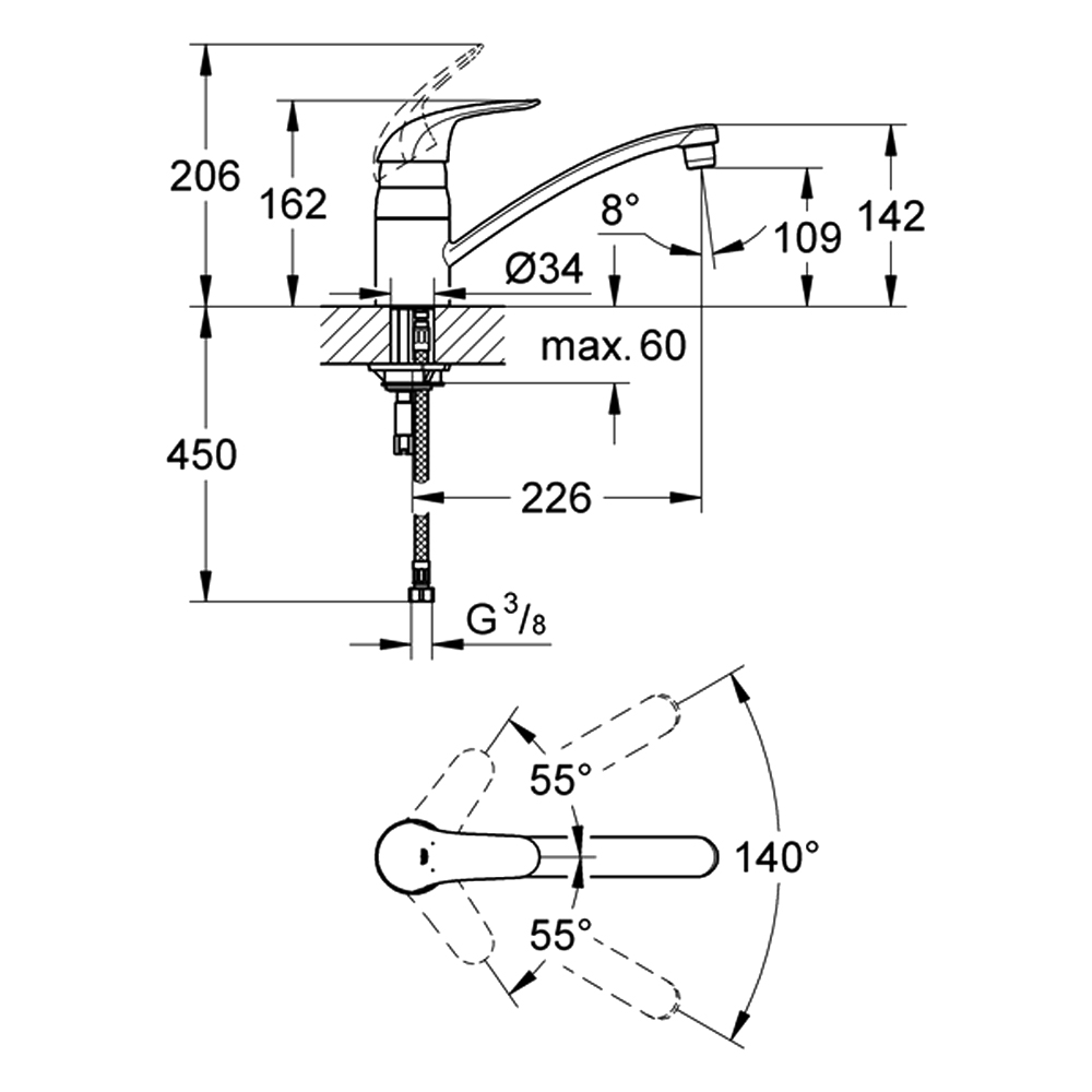 Смеситель для кухни Grohe Euroeco 32750000 хром