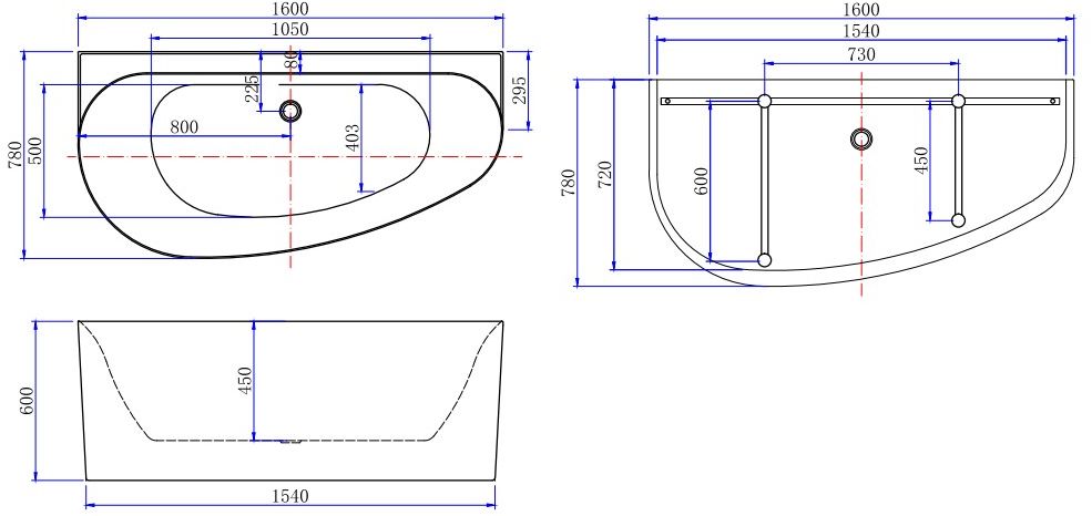 Акриловая ванна Allen Brau Priority 5 R 160x78 2.31005.20B белый глянец