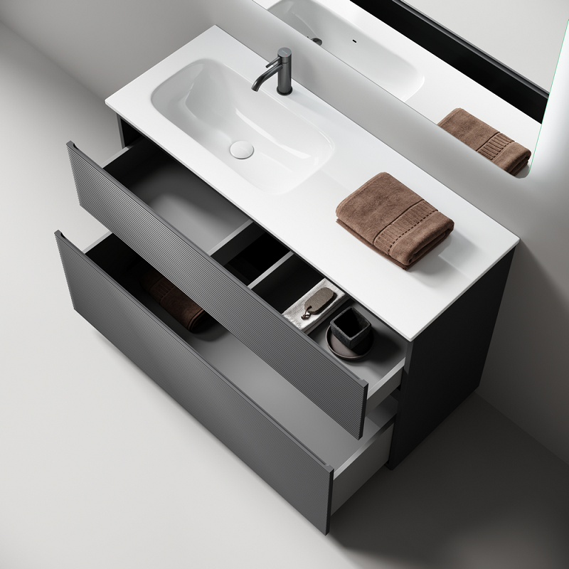 Тумба под раковину Sancos Folk Floor 120 FL120FLGS левая, напольная, Grey soft