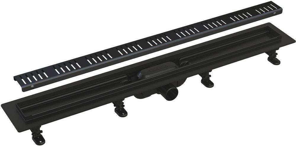 Душевой лоток AlcaPlast APZ10BLACK 750 с решеткой и опорами, черный
